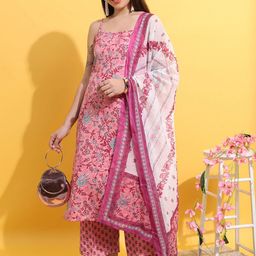KETCH Floral Printed Regular Kurta with Palazzos & With Dupatta-52