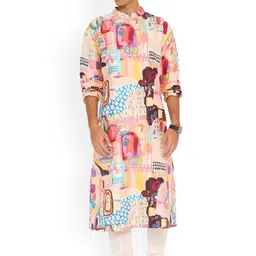 PS MEN BY PAYAL SINGHAL Printed Mandarin Collar Kurta with Churidar-picture-34