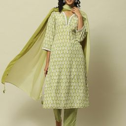 Rangriti Women Floral Printed Regular Kurta with Trousers & With Dupatta-picture-41