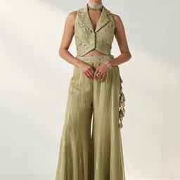 STUDIO BAGECHAA Embellished Top with Palazzos-38