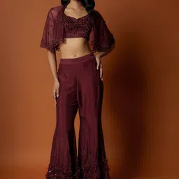 Mehak Murpana Embellished Top & Palazzo With Shrug Co-Ords-picture-20
