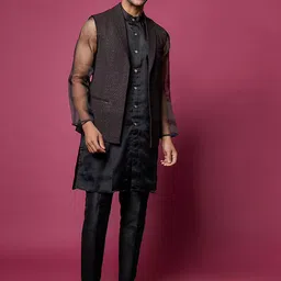RNG Safawala Ethnic Motifs  Mandarin Collar Long Sleeves Kurta with Trousers-picture-14