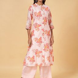 RANGMANCH BY PANTALOONS Floral Printed Mandarin Collar Kurta with Palazzos-image-49