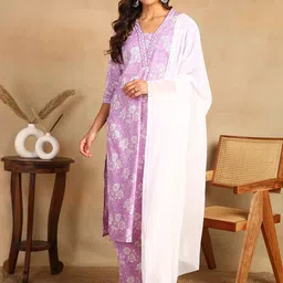 mokshi Floral Printed Regular Pure Cotton Kurta with Palazzos & With Dupatta-54