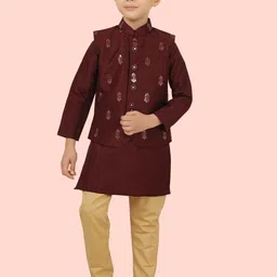 Ethniks Neu-Ron Boys Band Collar Silk Chiffon Straight Kurta With Pyjama-46