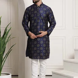 SOJANYA Ethnic Motifs Printed Kurta With Churidar-image-99