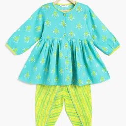 Campana Girls Ethnic Motifs Printed Empire Pure Cotton Kurta with Dhoti Pants-picture-26