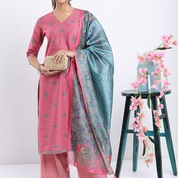 Vishudh Pink Ethnic Motifs Printed Straight Kurta with Palazzos With Dupatta-image-88