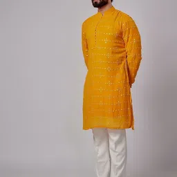 sven suits Men Embroidered Regular Mukaish Dupion Silk Kurta with Pyjamas-image-13