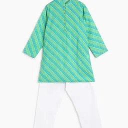 Campana Boys Bandhani Printed Mandarin Collar Regular Pure Cotton Kurta with Pyjamas-19