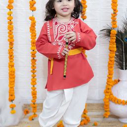 BownBee Boys Embroidered Pure Cotton Kanhaiya Set-image-68