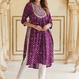 KALINI Leheriya Printed Thread Work Kurta with Trousers-picture-54