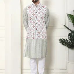 SOJANYA Men Printed Regular Kurta with Churidar-17