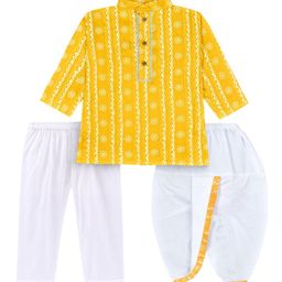 BAESD Boys Ethnic Motifs Printed Zari Mandarin Collar Straight Kurta With Patiala-36