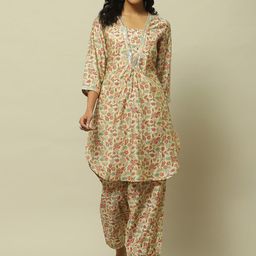 Rangriti Women Floral Printed Layered Kurta with Palazzos-52