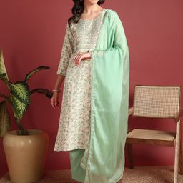 KALINI Women Embroidered Regular Kurta with Trousers & With Dupatta-picture-22