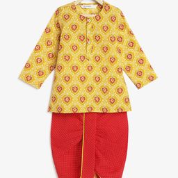 Campana Boys Ethnic Motifs Printed Pure Cotton Straight Kurta with Dhoti Pants-10