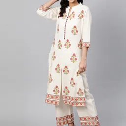 indo street Floral Printed Pure Cotton Kurta with Palazzos-17
