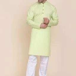TAHVO Mandarin Collar Regular Pure Cotton Kurta with Pyjamas-picture-16