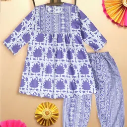 BAESD Girls Floral Printed Regular Pure Cotton A-Line Kurta With Salwar-image-12