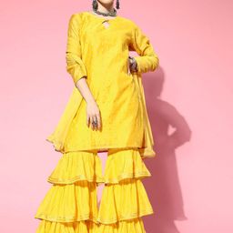 KALINI Women Regular Gotta Patti Kurta with Sharara & With Dupatta-picture-51