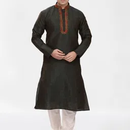 RG DESIGNERS Men Green Pleated Kurta with Pyjamas-image-18