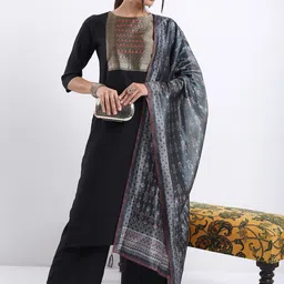 Vishudh Ethnic Motifs Yoke Design Straight Kurta with Palazzos With Dupatta-58