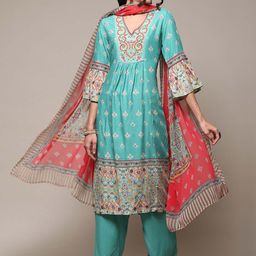 Biba Ethnic Motifs Printed Kurta with Palazzos & Dupatta-51