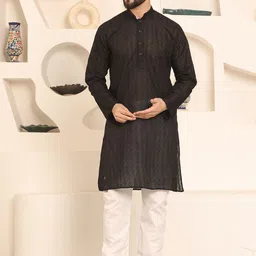 Armaan Ethnic Embroidered Regular Chikankari Pure Cotton Kurta & Pyjama-image-35