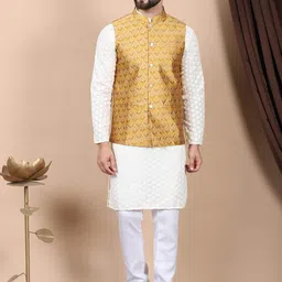 Anouk Men Floral Embroidered Regular Thread Work Pure Cotton Kurta with Churidar-image-64