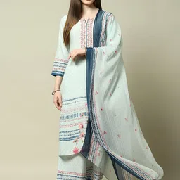 Rangriti Women Floral Printed Regular Kurta with Palazzos & With Dupatta-20