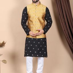 Anouk Men Floral Embroidered Regular Sequinned Kurta with Churidar-picture-3