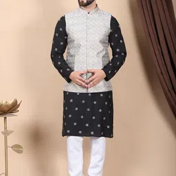 Anouk Men Floral Embroidered Regular Sequinned Kurta with Churidar-picture-15