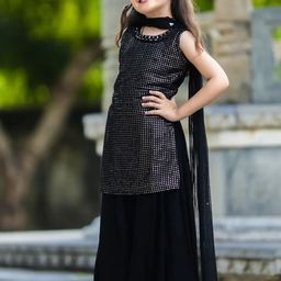 BAESD Girls Embroidered Regular Mirror Work Kurti with Palazzos & With Dupatta-6