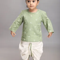 Biglilpeople Boys Floral Printed Regular Pure Cotton Kurta & Dhoti Pants-22