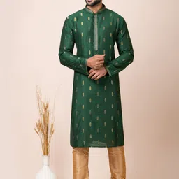 ROOTED LIBAAS Ethnic Motifs Woven Design Regular Straight Kurta With Churidar-picture-15