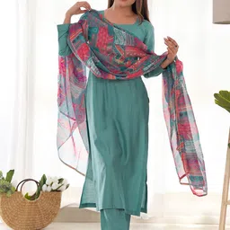 KALINI Women Regular Kurta with Trousers & With Dupatta-image-33