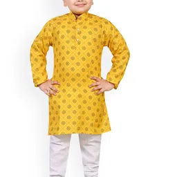 BAESD Boys Ethnic Motifs Printed Band Collar Straight Kurta with Pyjama-31