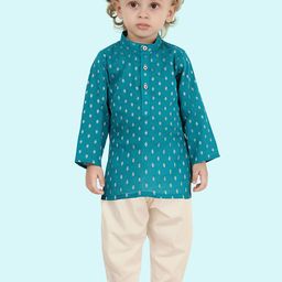 Ethniks Neu-Ron Boys Ethnic Motifs Printed Pure Cotton Straight Kurta With Pyjamas-25
