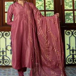 WEAVLLITE Mandarin Collar Gotta Patti Kurta with Trousers & Dupatta-40
