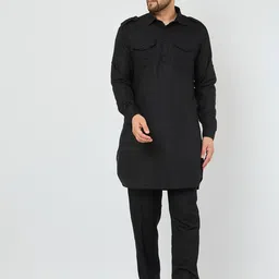 Armaan Ethnic Shirt Collar Pure Cotton Kurta with Trousers-image-34