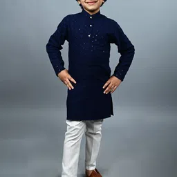 ahhaaaa Boys Ethnic Motifs Embroidered Regular Sequinned Kurta With Pyjamas-8