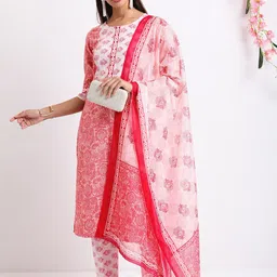 KETCH Floral Printed Straight Kurta with Trousers & Dupatta-image-34