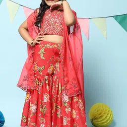 Biba Girls Embroidered Top With Sharara & Dupatta-picture-13