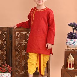 Superminis Boys Regular Thread Work Pure Cotton Kurta with Dhoti Pants-29