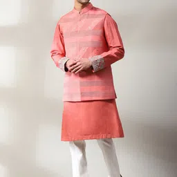 Soniya g Men Regular Pure Silk Kurta with Trousers-image-54