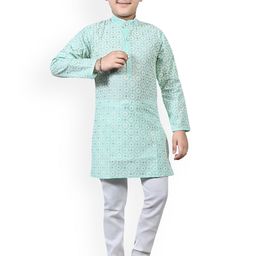 BAESD Boys Floral Embroidered Regular Thread Work Kurta With Pyjamas-12