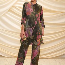 Vishudh Floral Printed Regular Pure Cotton Tunic With Palazzos-image-50
