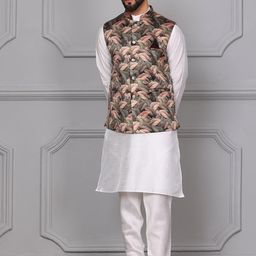 Armaan Ethnic Mandarin Collar Kurta with Churidar & Nehru Jacket-image-88