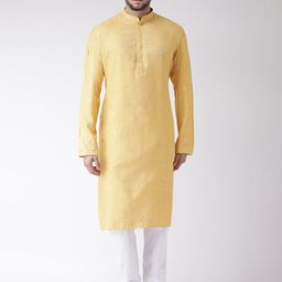 TABARD Men Yellow Kurta with Pyjamas-image-38